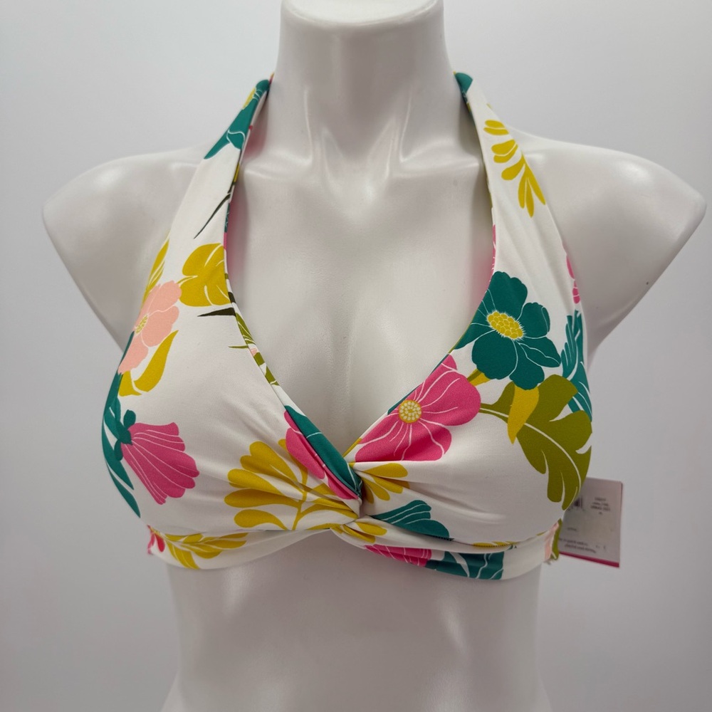 Kate Spade Tropical Floral Knotted Halter Bikini Top